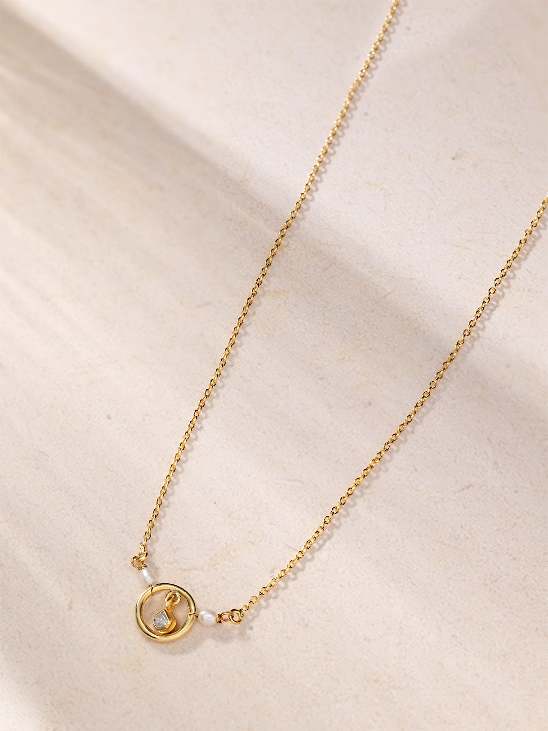 Polki Pearl Necklace for Women | Circle of Love Pendant