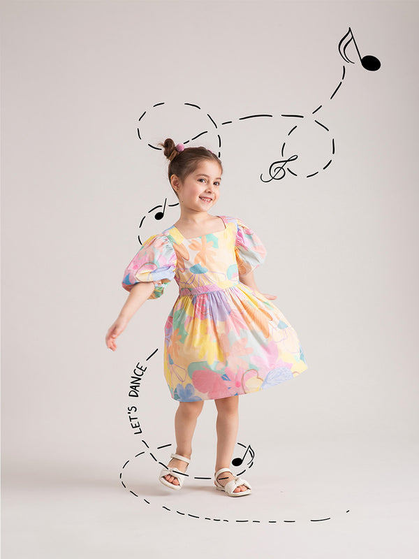 BABY GIRL SUNKISSED FLORAL ORGANIC COTTON PRINTED DRESS FLAUNTING HER DRESS