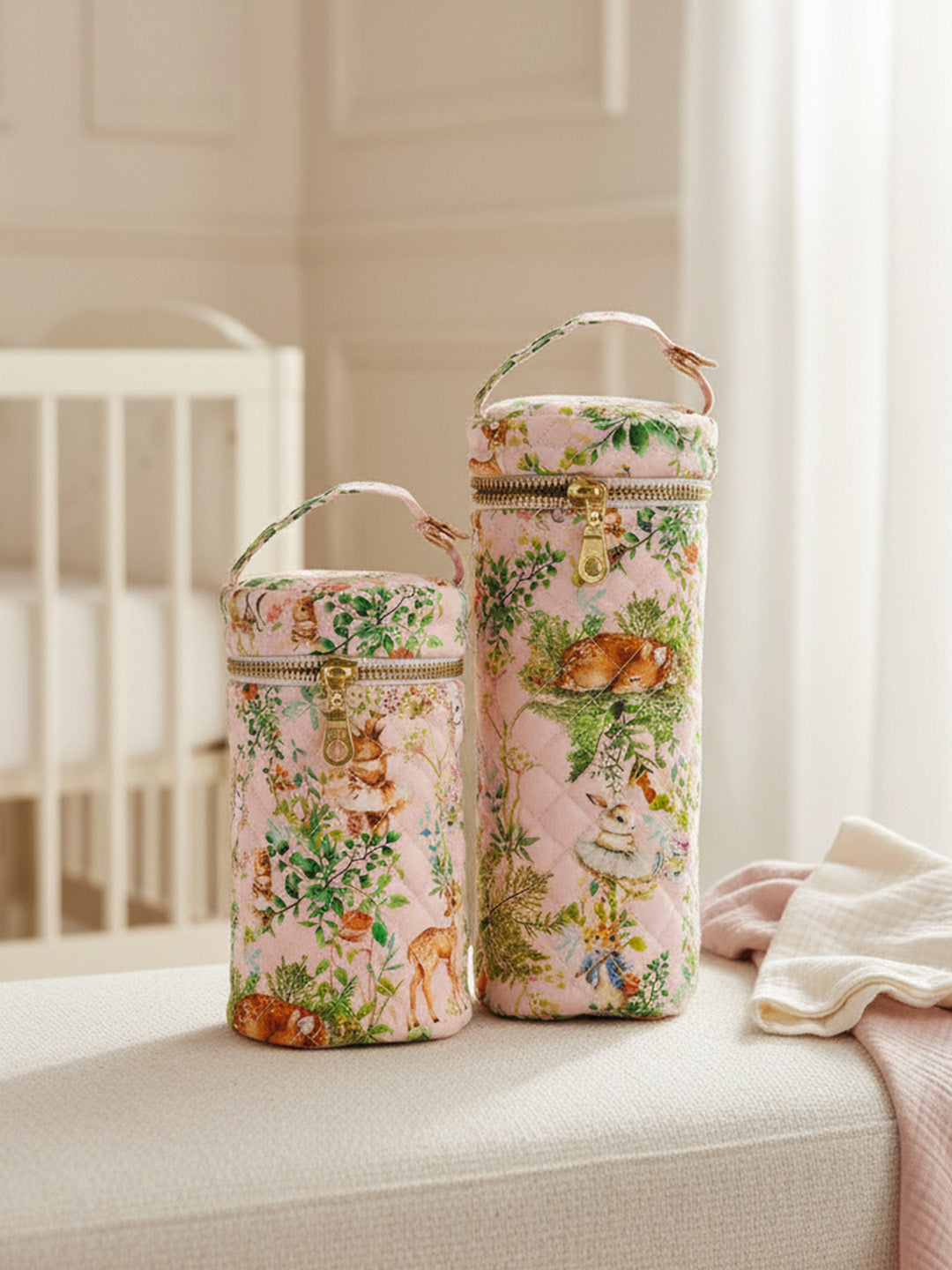BABY & TODDLER BOTTLE COVER SET:BLUSH BUNNY SET OF 2
