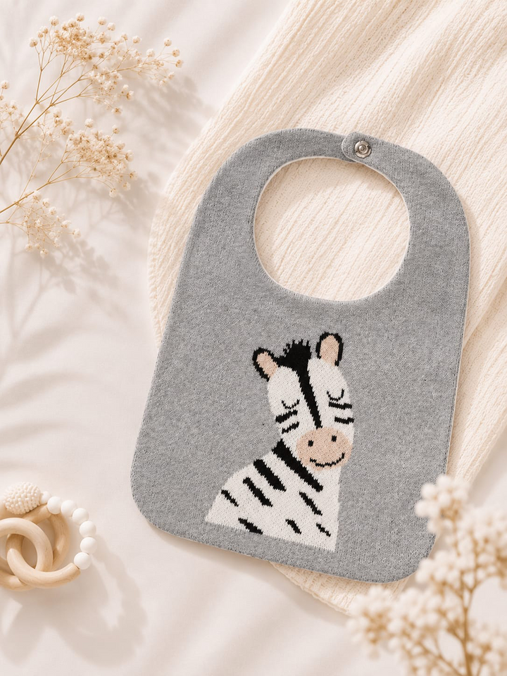 Baby Bib - Zebra Knitted