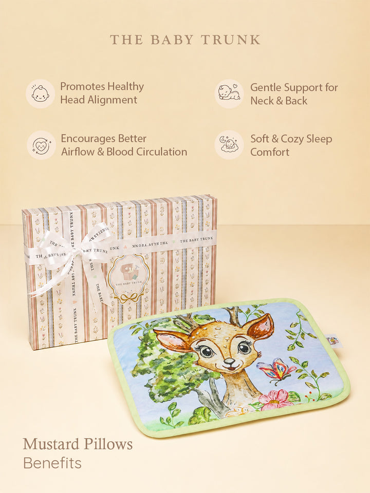 Baby Head Shaping Organic Mustard Seed Pillow - Bambi