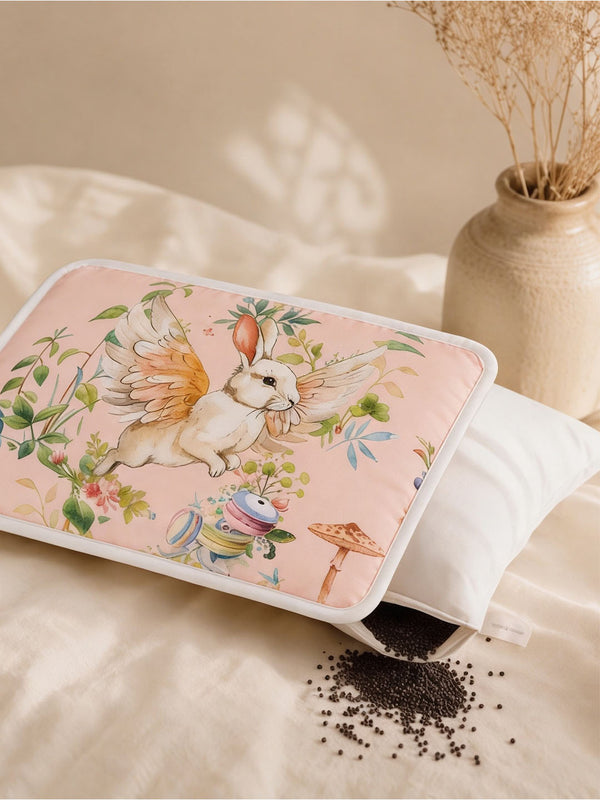 Baby Head Shaping Organic Mustard Seed Pillow - Blush Bunny