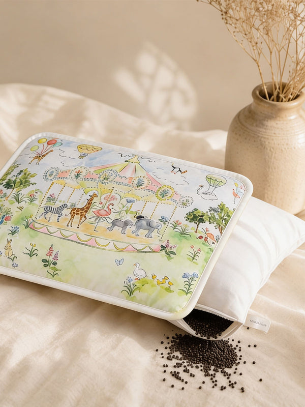 Baby Head Shaping Organic Mustard Seed Pillow - Carnival Carousel