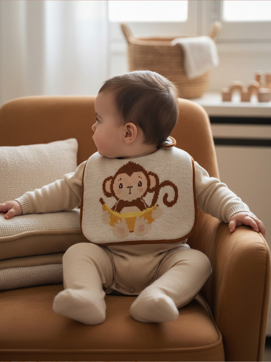Baby Bib -Monkey Knitted