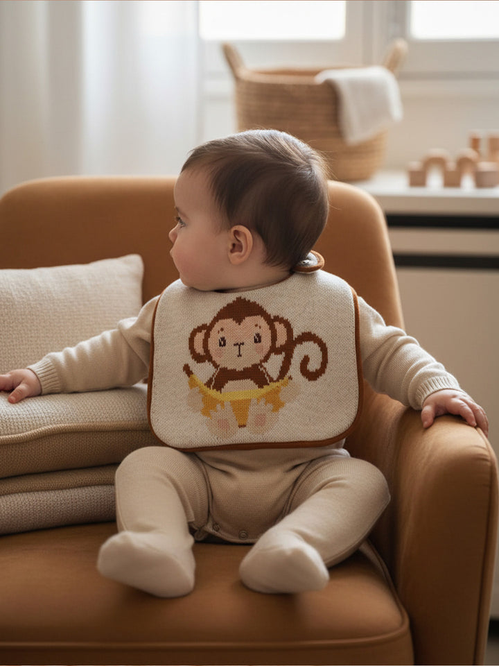 Baby Bib -Monkey Knitted