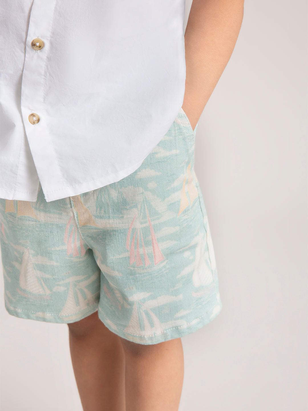 Baby Boy Boat Co-ord Set: Shirt and shorts Sailor zoom shorts view