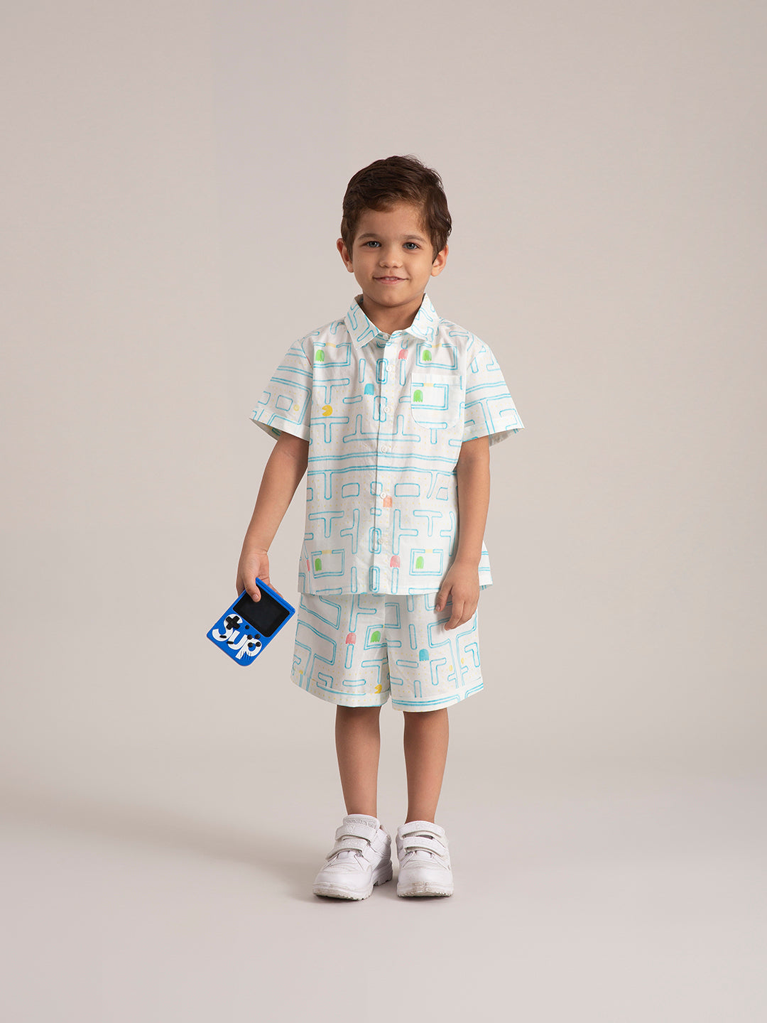 Baby Boy Organic Cotton Printed Pacman Co-ord Set with front view