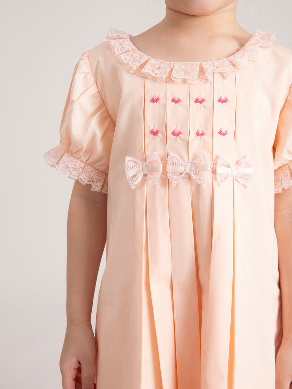 Baby Girl Organic Cotton Peach Bow Dress zoom view