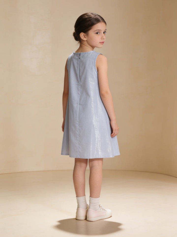 Baby Girl Blue Shimmer Cotton Fairy Dress