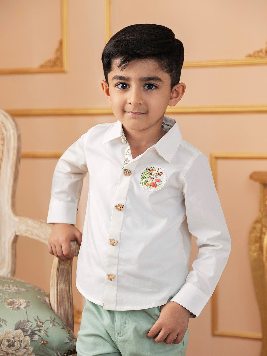 Boys Cotton Shirt in White - Bambi