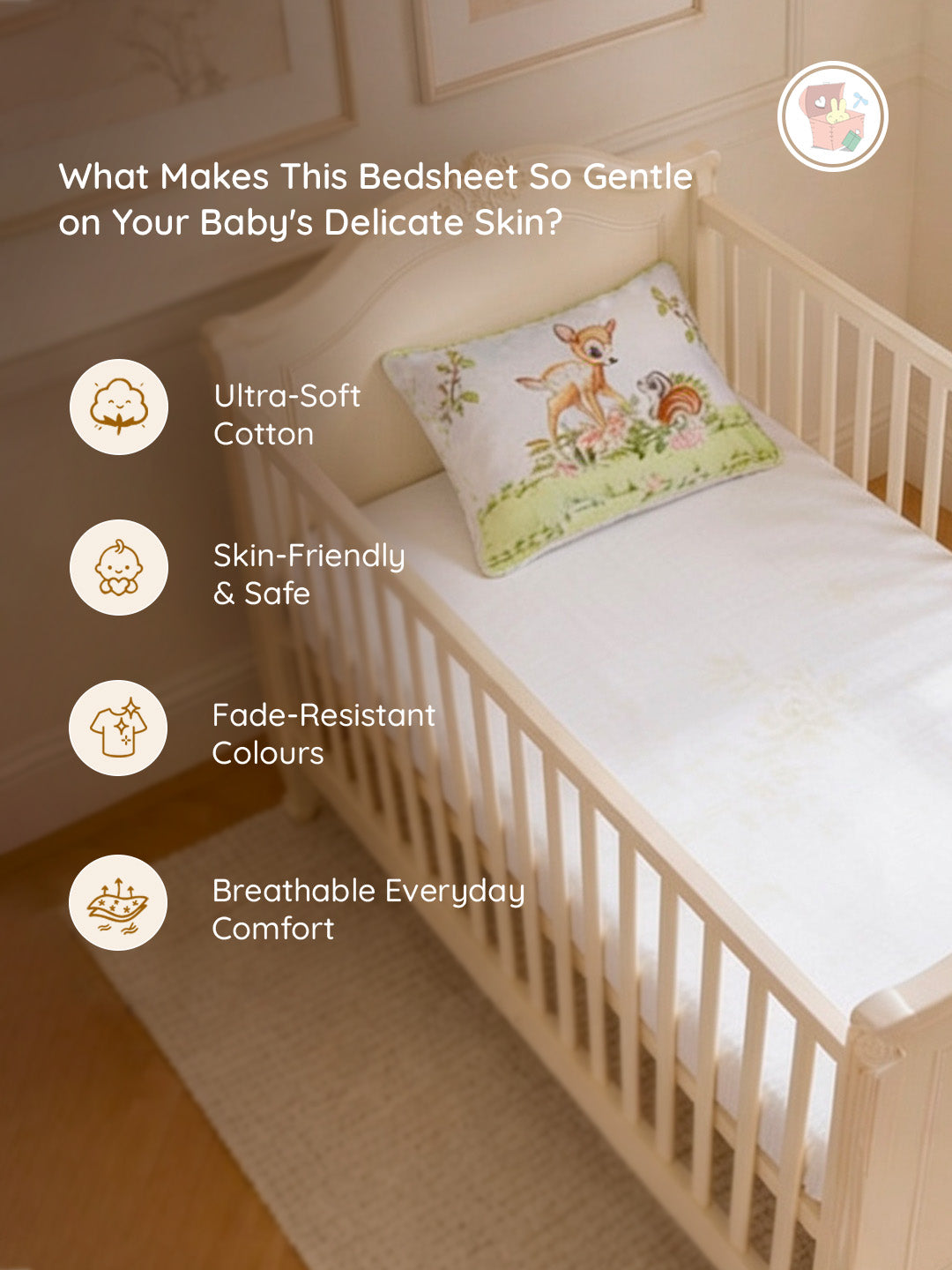Bambi Bedsheet & Pillow Set | Supima Cotton Baby Bedding