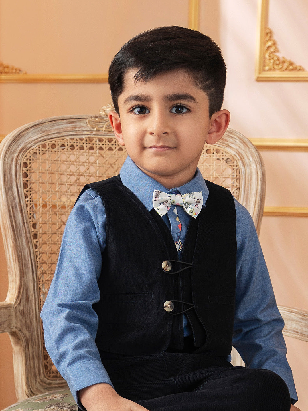 Boy's Formal Corduroy Vest in Black