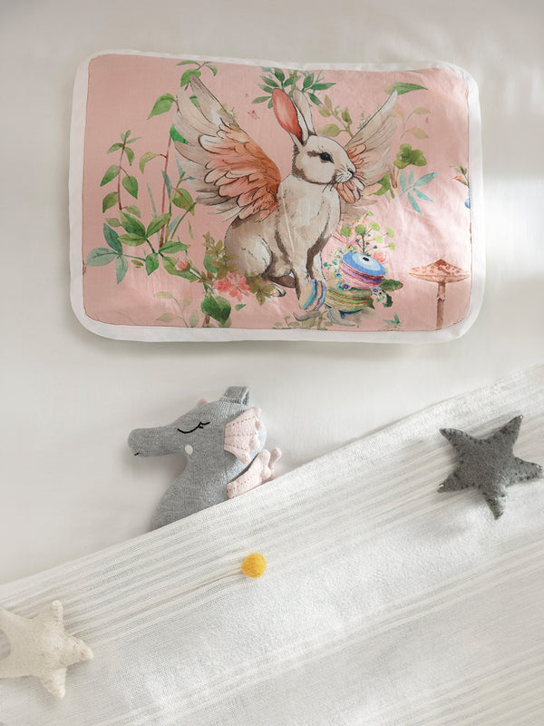 Baby Head Shaping Organic Mustard Seed Pillow - Blush Bunny