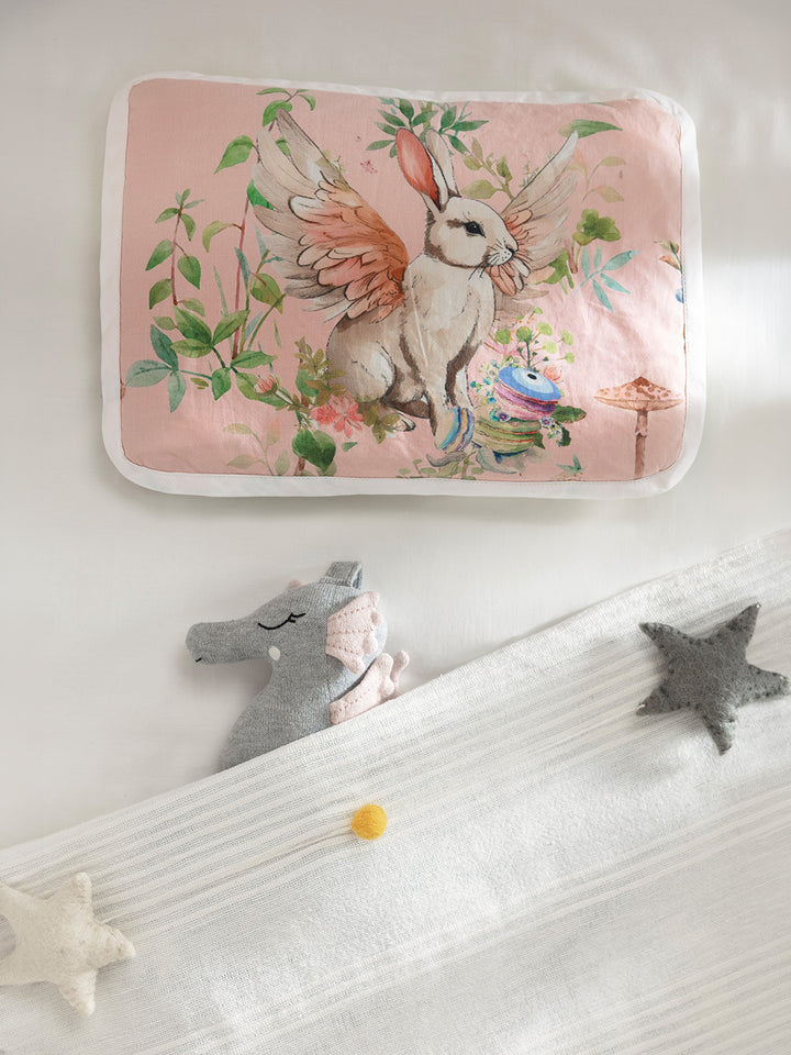 Baby Head Shaping Organic Mustard Seed Pillow - Blush Bunny