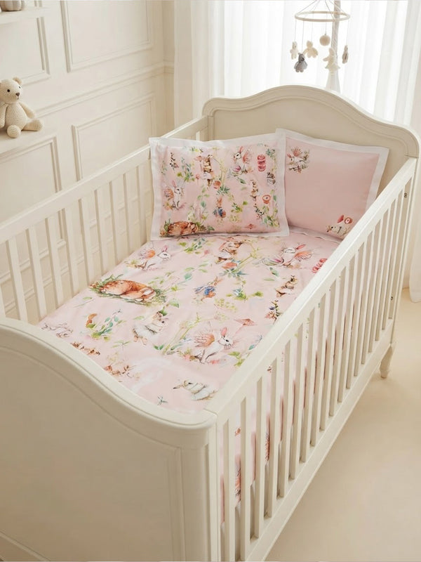 Blush Bunny Bedsheet Set with Pillow Covers