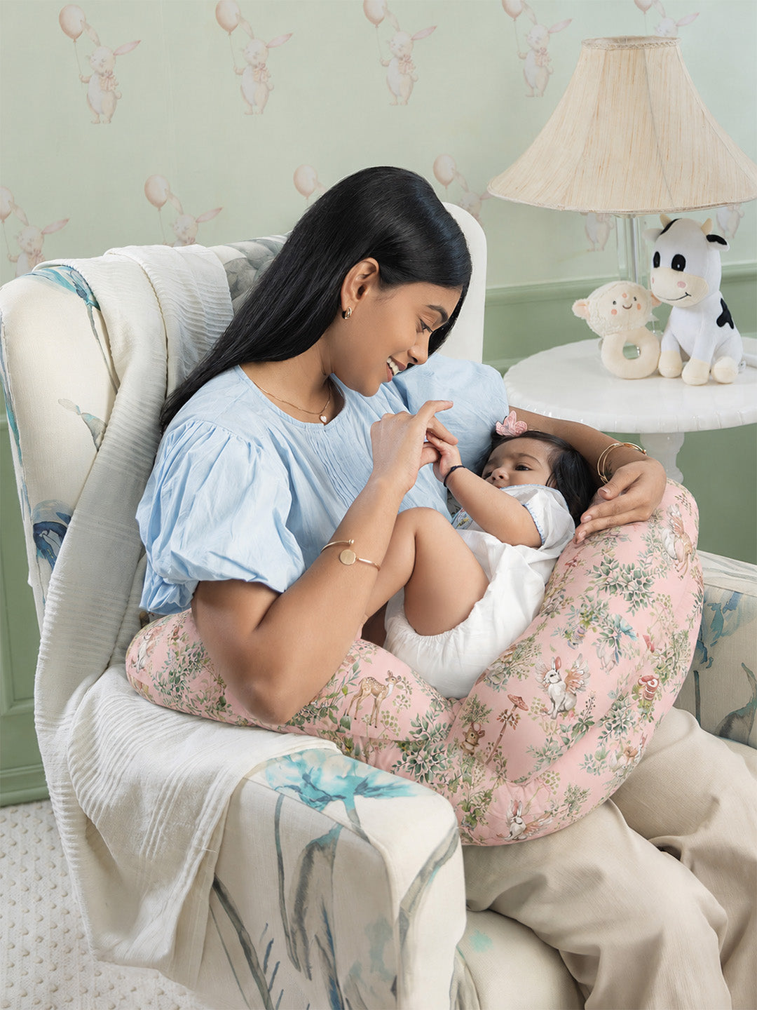 Feeding Pillow Cradle - Blush Bunny