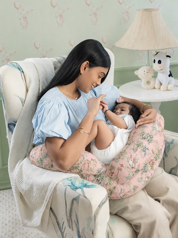 Feeding Pillow Cradle - Blush Bunny
