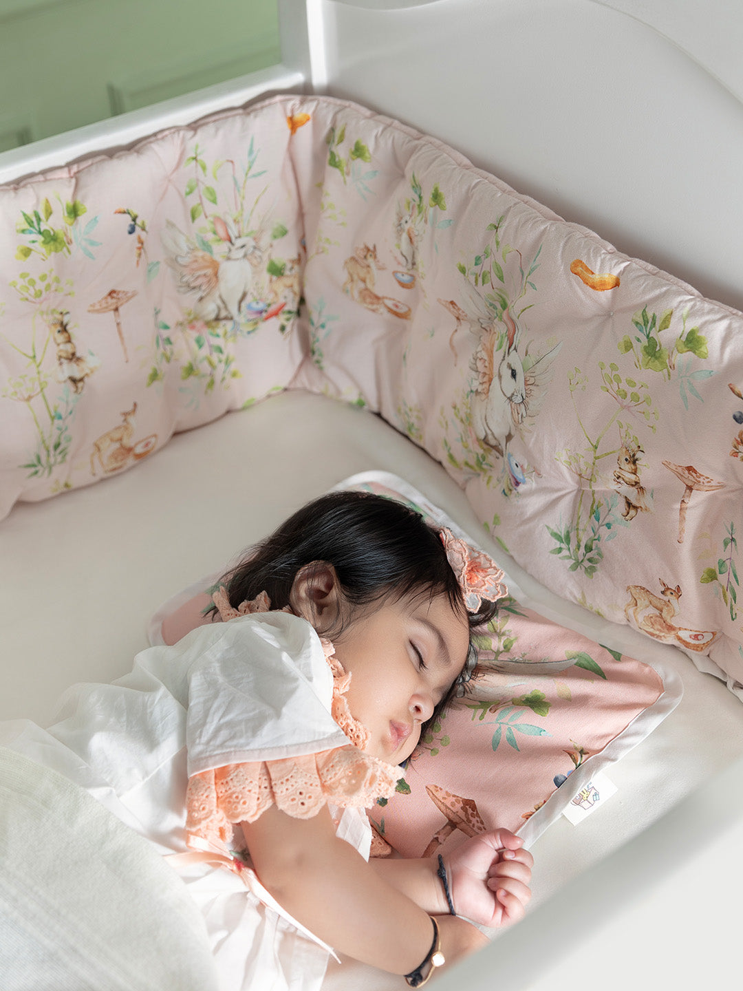 Baby Cot Bumper - Blush Bunny