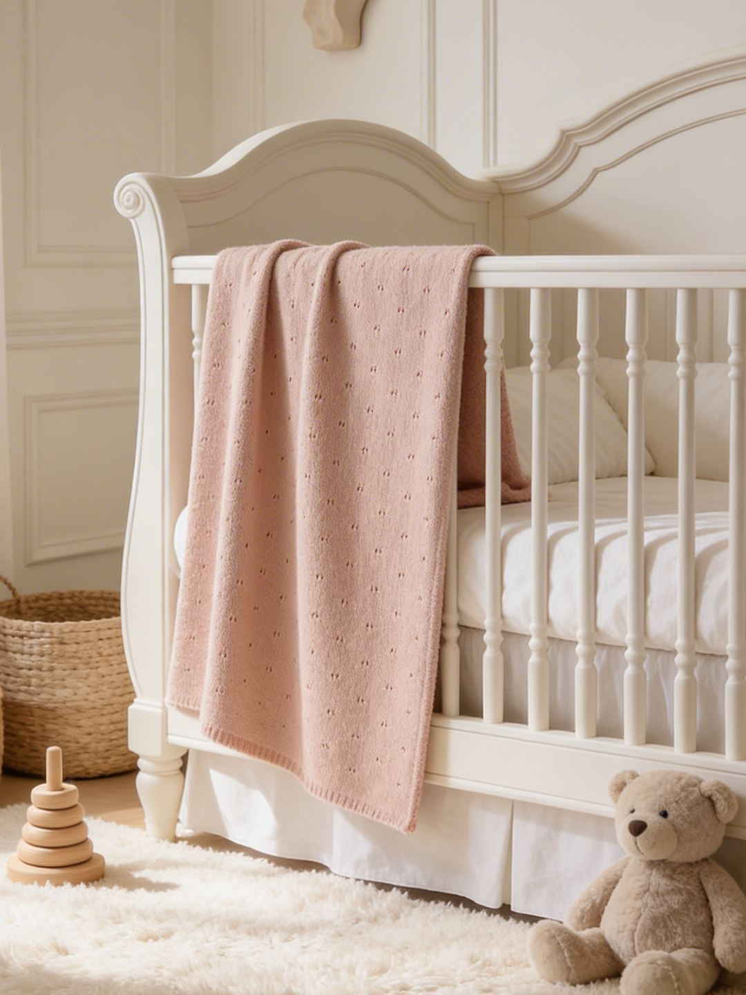 Blush Pointelle blanket