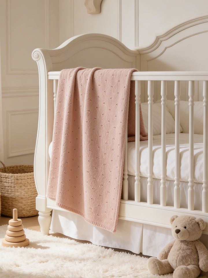 Blush Pointelle blanket