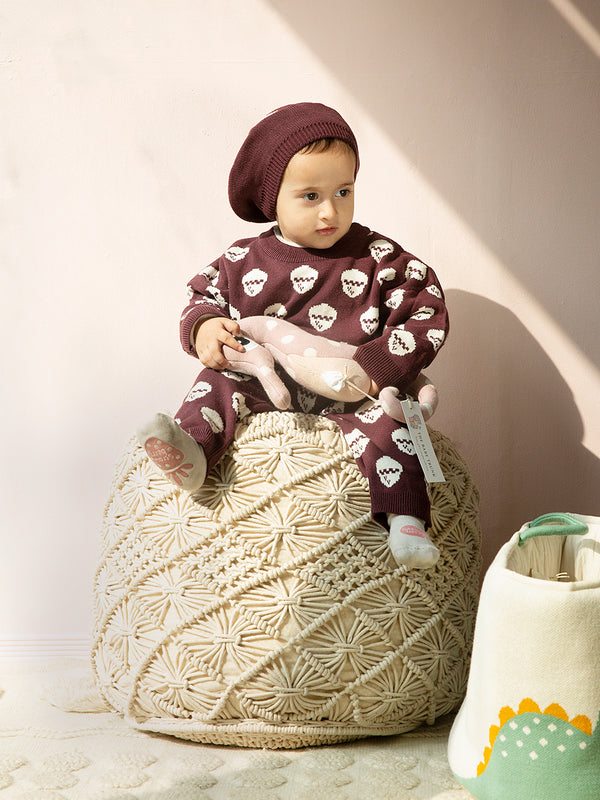 Brown baby boy Nuts Christmas Co-Ord Set for cozy winters