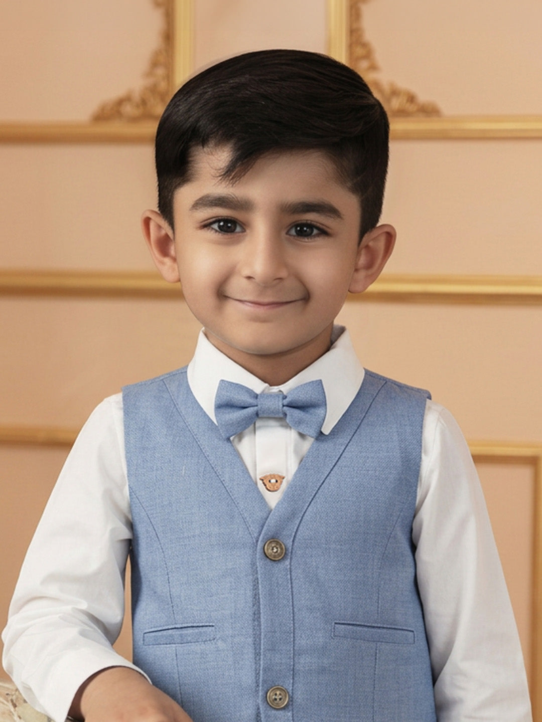 Boy's Cotton Bow Tie in Chambray Blue - Classic