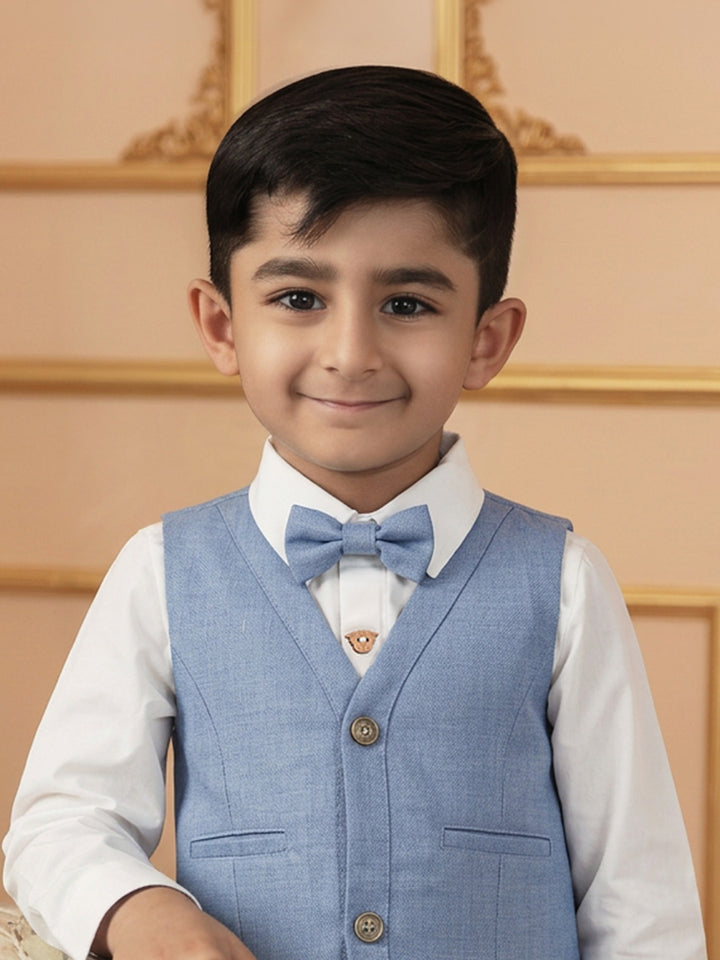 Boy's Cotton Bow Tie in Chambray Blue - Classic
