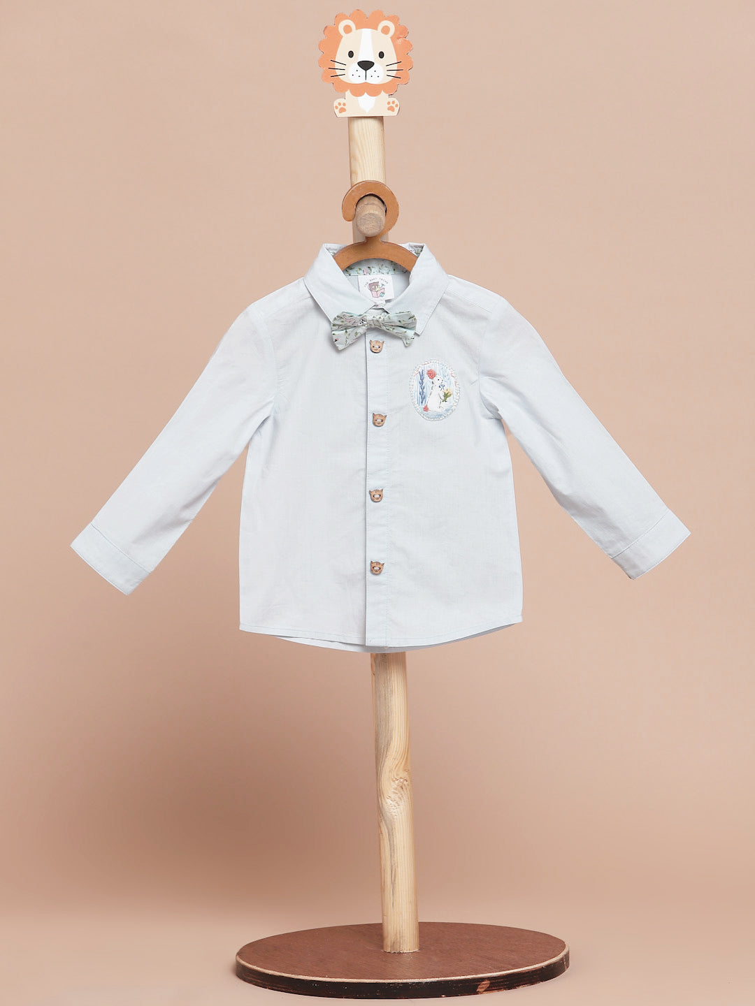 Classic Occasion wear Sky-blue Button-down Shirt with a Peter Rabbit Bow