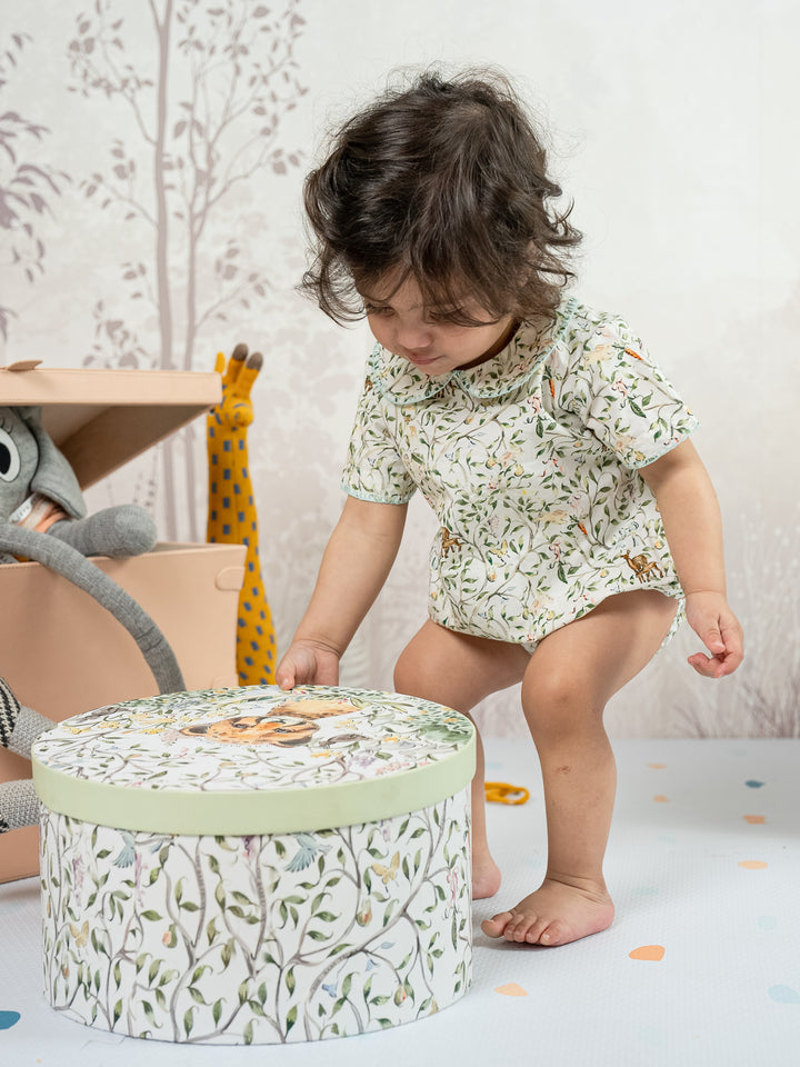 Comfortable and breathable Peterpan collared Onesie for your baby-Enchanted Deer 
