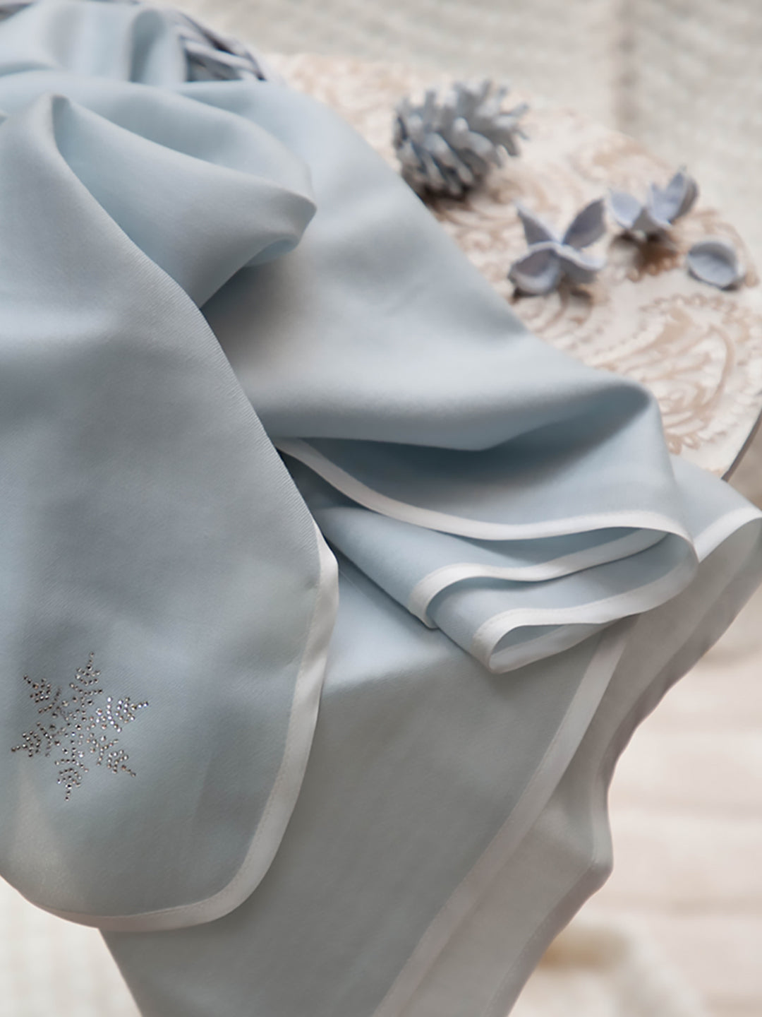 Cozy and Warm Swarovski Cashmere Monogram Blanket- Ice Blue for your baby