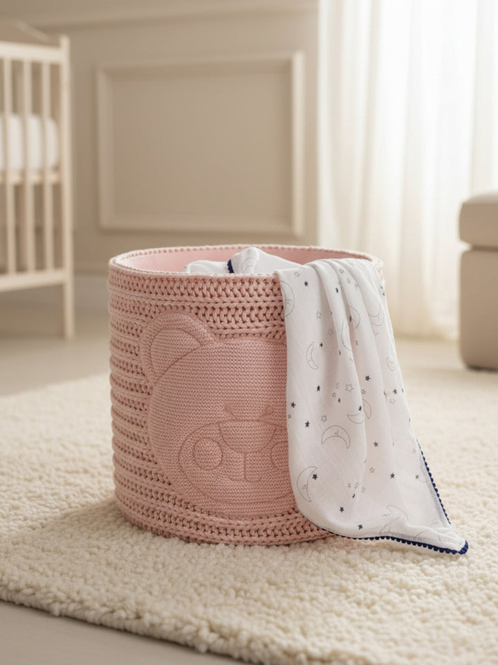 Crochet Teddy Basket - Pink