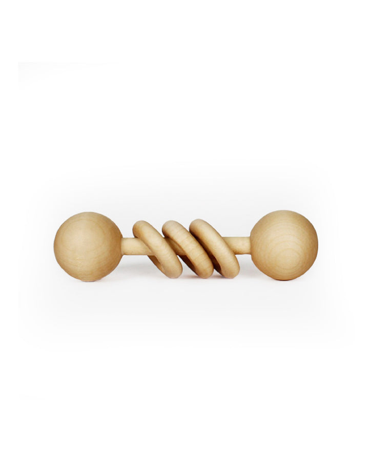 Natural Wooden Dumbbell Rattle & Teether