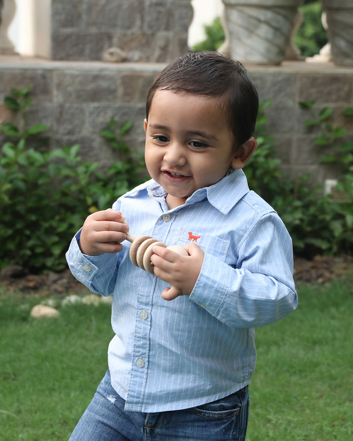 Natural Wooden Dumbbell Rattle & Teether