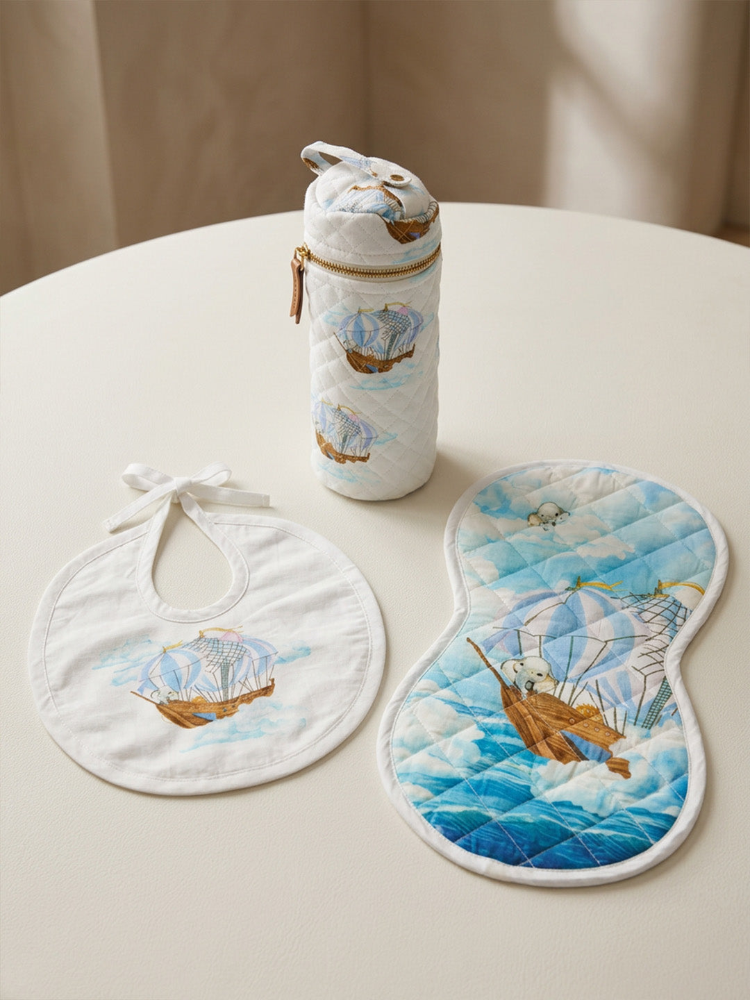 Bib, Burp Cloth & Bottle Cover (Set of 3) - ELE'S EXPEDITION -LARGE