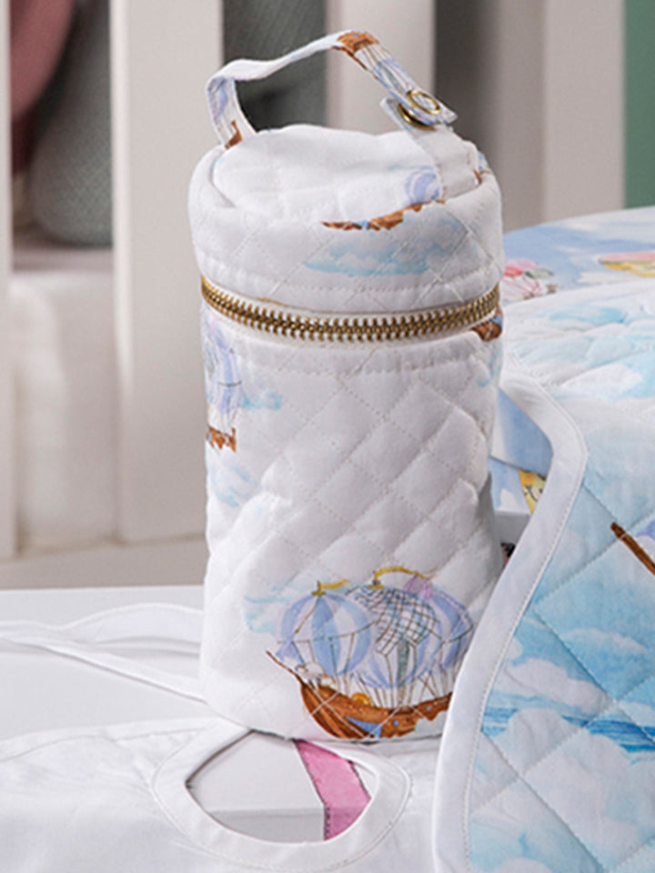 Elevate feeding time with our whimsical Ele's Expedition bottle cover! Crafted from luxurious Egyptian cotton