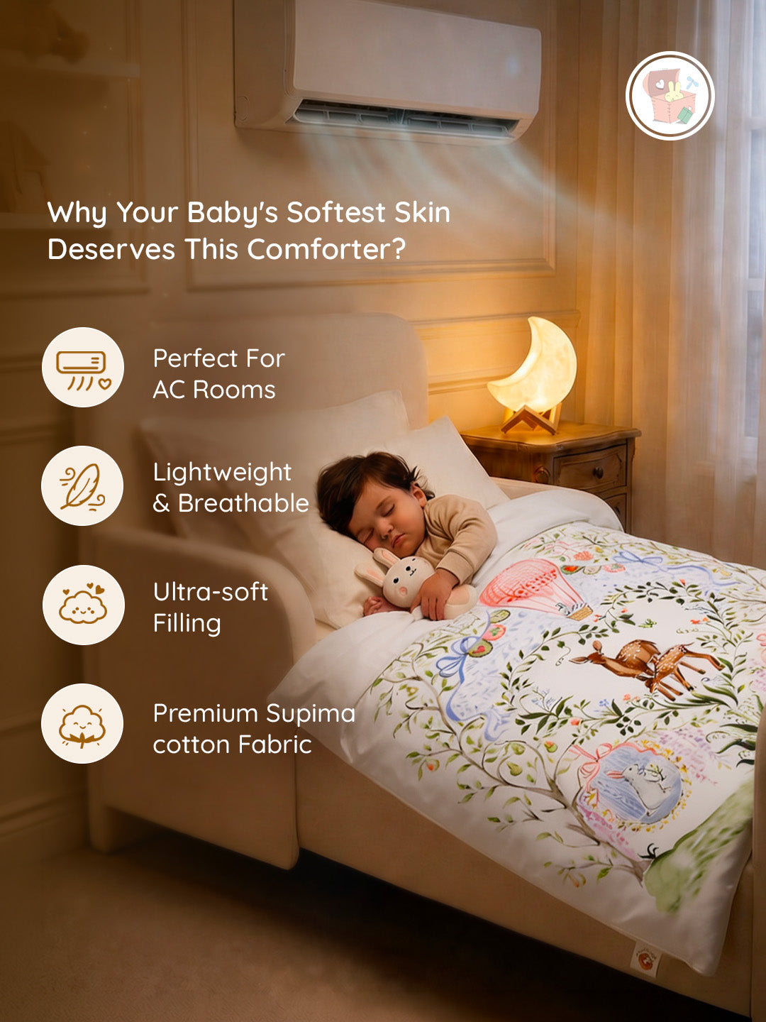 AC Comforter for Newborn Baby | Lightweight - Enchanted Deer
