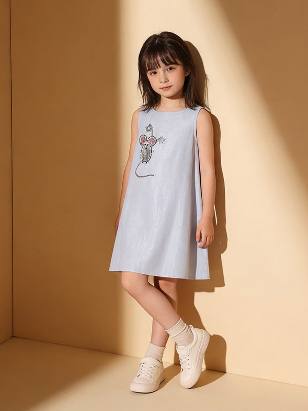 Baby Girl Blue Shimmer Cotton Fairy Dress