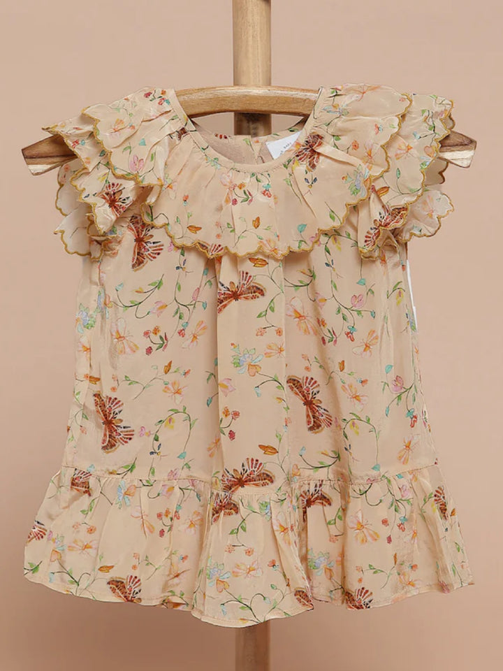 Butterfly Garden Dress-Natural Beige