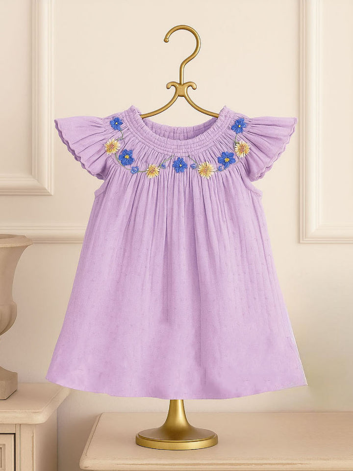 Lavender Floral Dress & Ruffle Bloomer