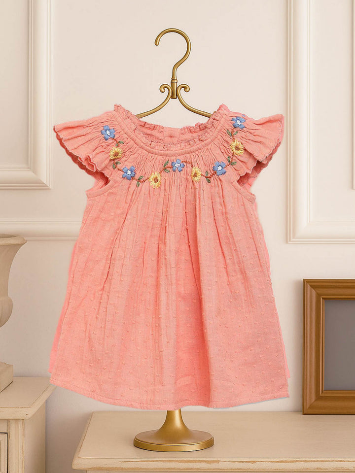 Peach Floral Dress & Ruffle Bloomer