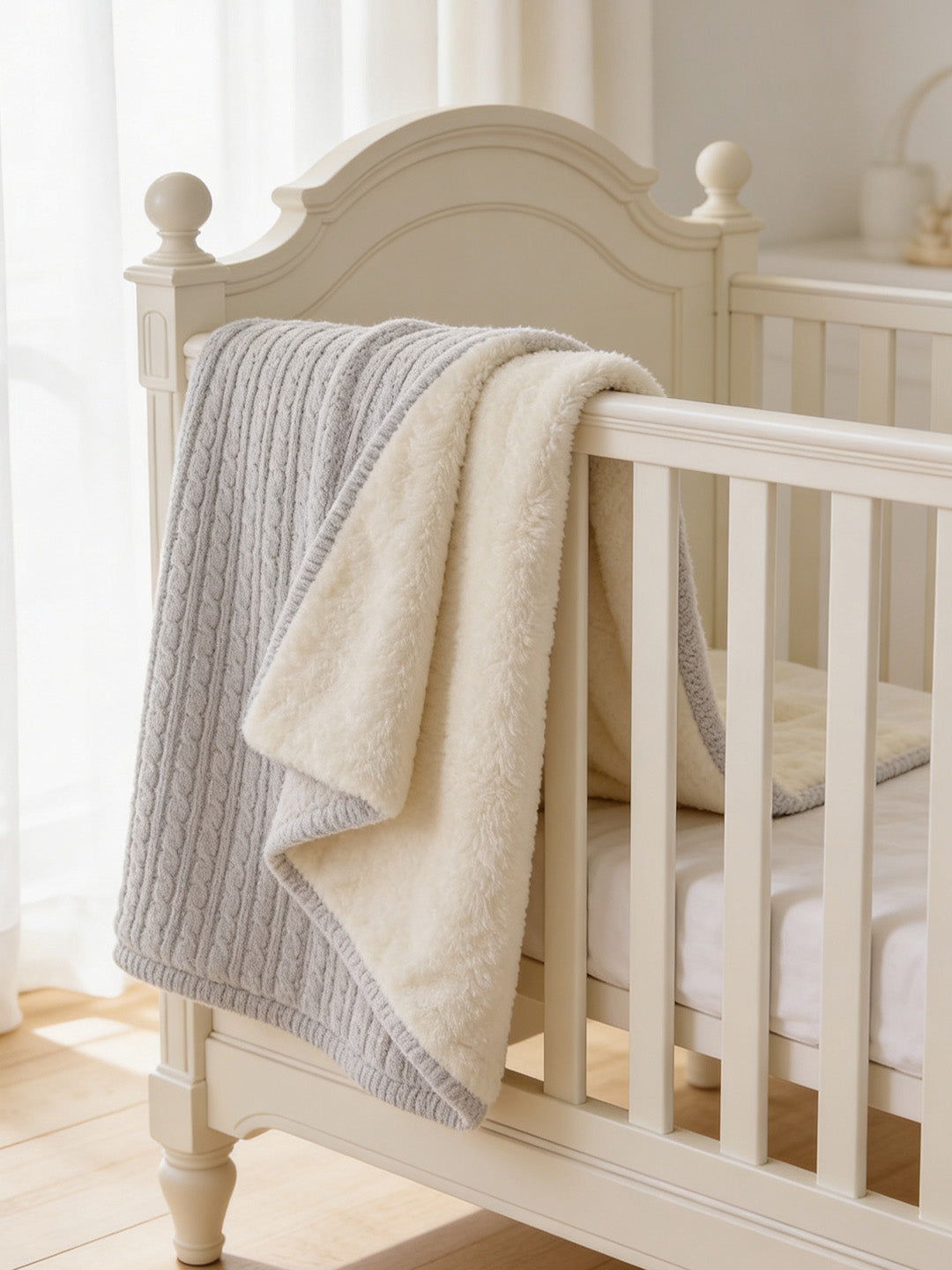 Ice Grey Cotton Polyester baby blankets for winter