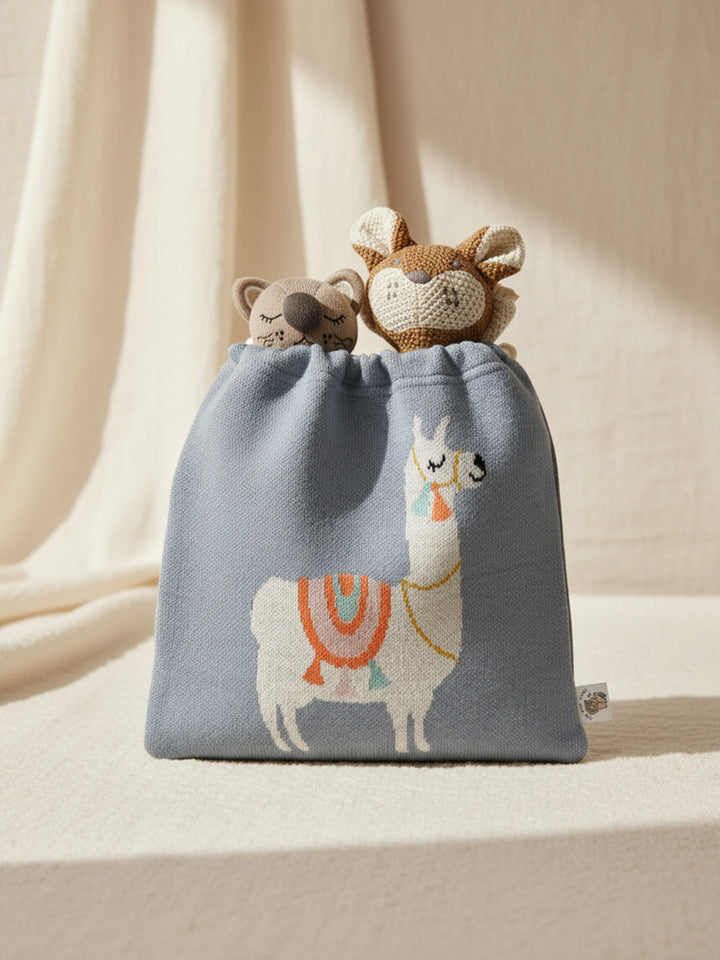 Knitted Travel Pouch - Llama