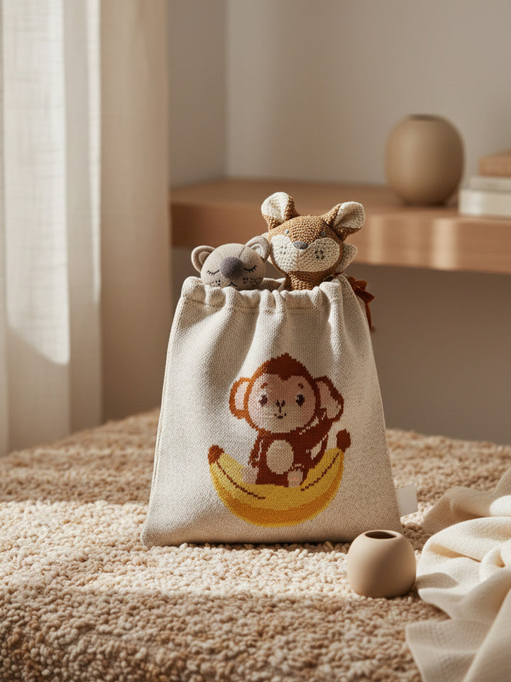 Knitted Travel Pouch - Monkey