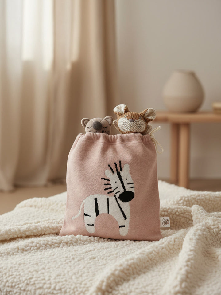 Knitted Travel Pouch - Zebra