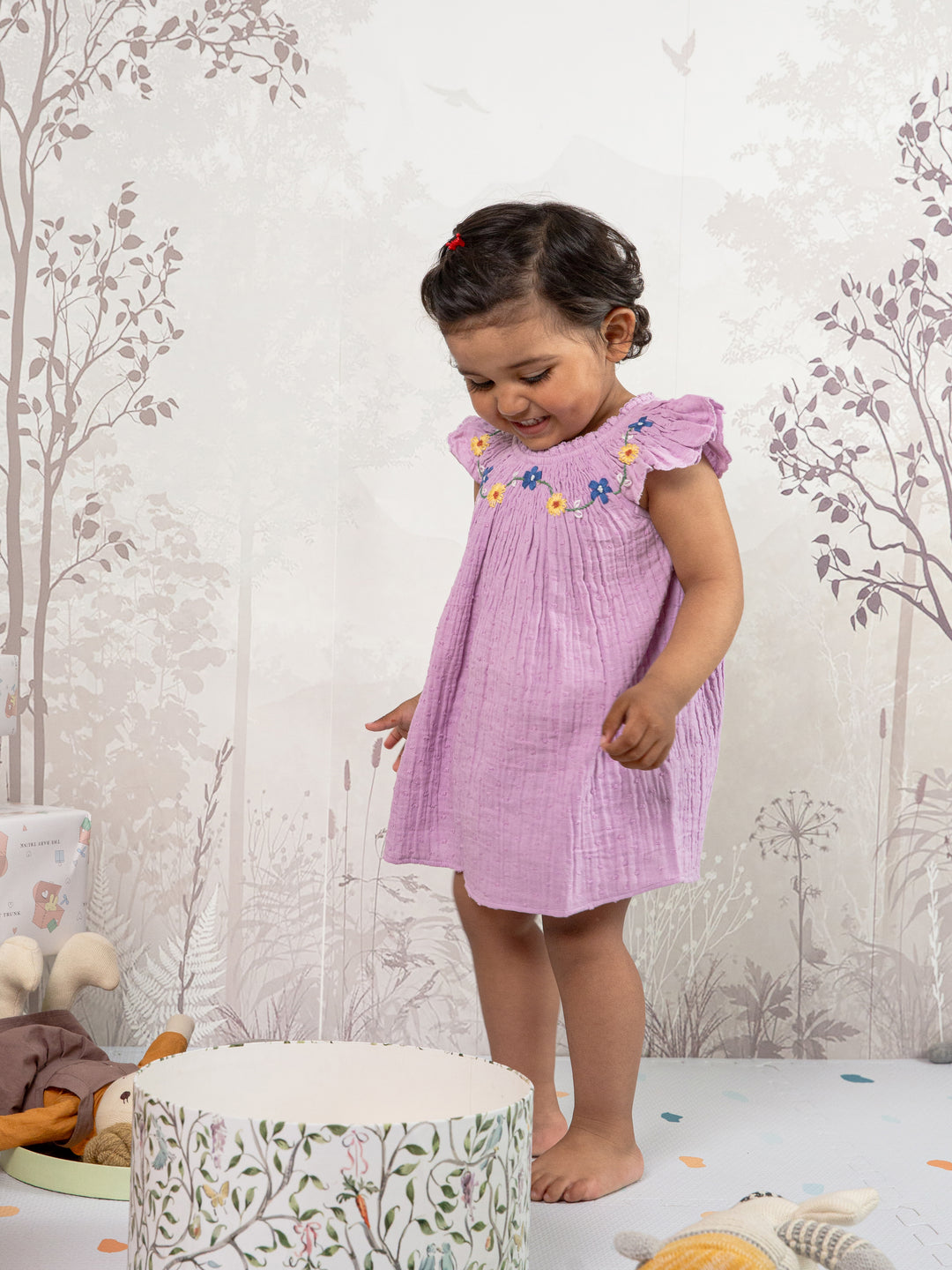 Lavender Embroidered Floral Dress & Ruffle Bloomer for your baby girl