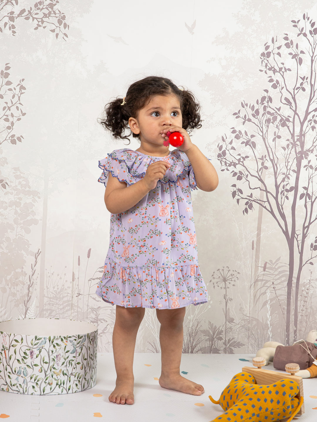 Lavender Floral Bunny Forest Dress for your baby girl