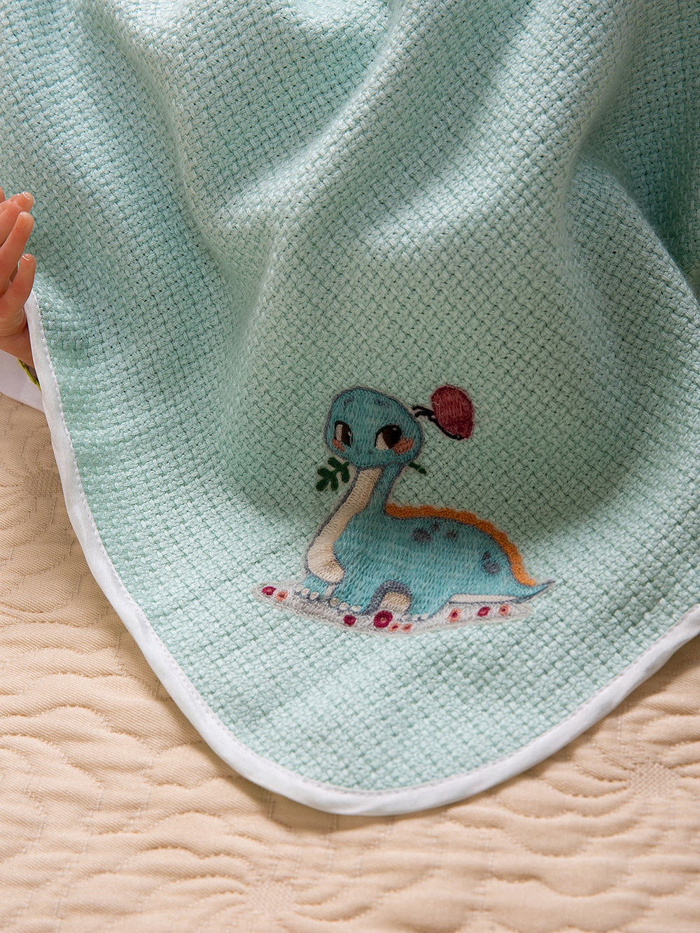 Lino Cashmere Silk Baby Blanket - Dinosaur sophisticated and luxurious gift for any new parent.