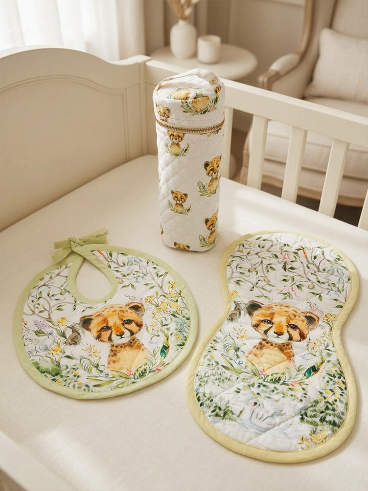 Bib, Burp Cloth & Bottle Cover (Set of 3) - LITTLE LEO