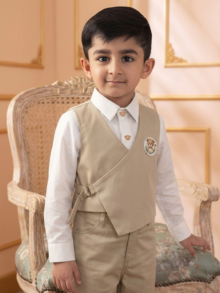 Boy's Formal Vest in Khaki - Little Leo