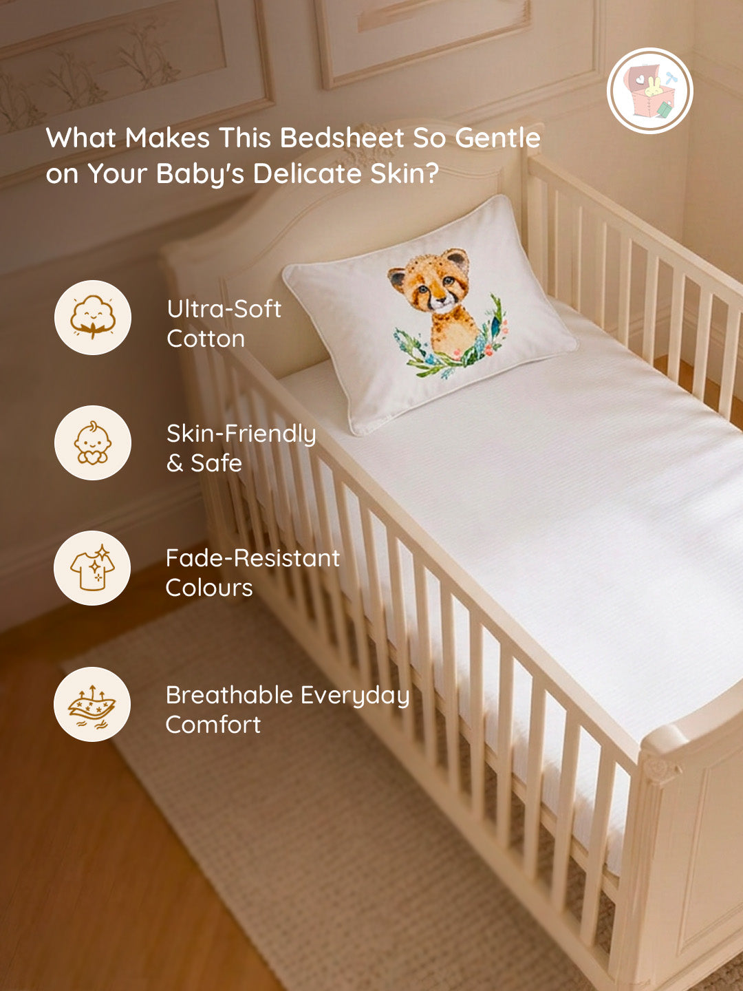 Little Leo Bedsheet & Pillow Set | Supima Cotton Baby Bedding